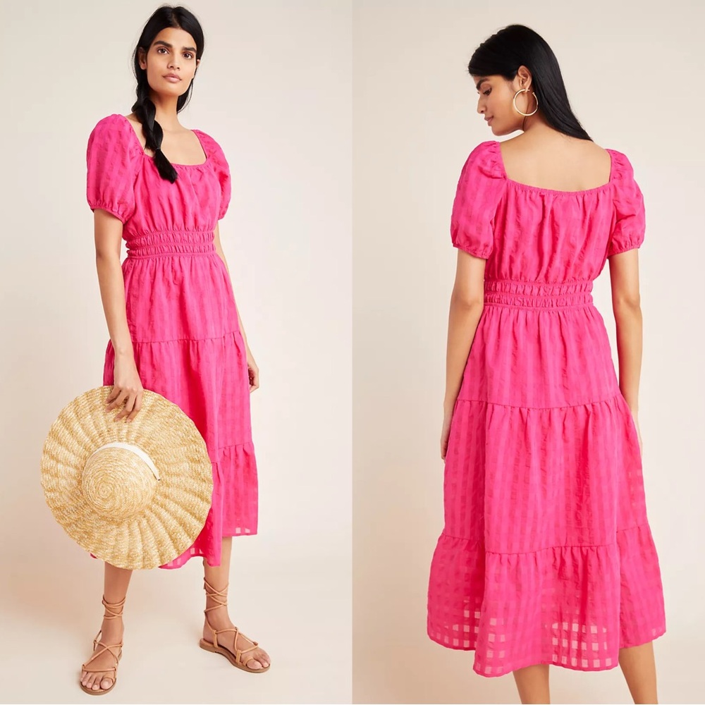 Anthropologie Francesca Tiered Midi Dress Size Small